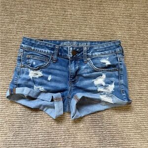 American Eagle Outfitters Super Stretch Low Shortie Ripped Jean Shorts
